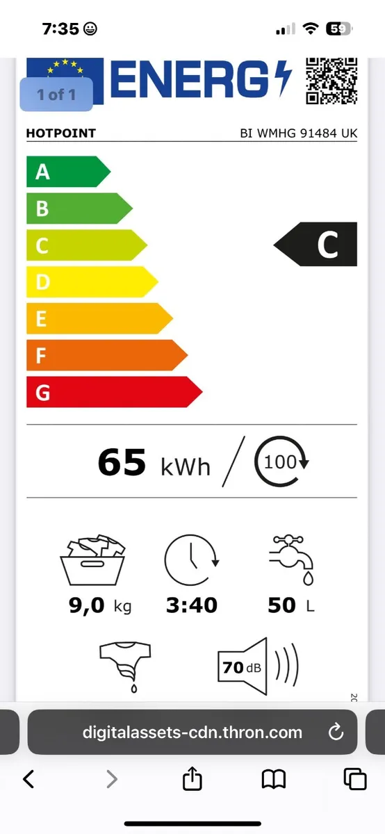 Hotpoint Whirlpool integrated washing machine - Image 3