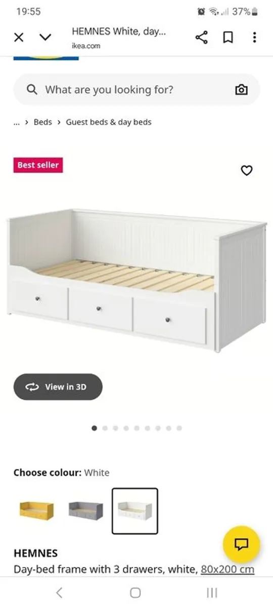 HEMNES Day-bed frame with 3 drawers, white - Image 1