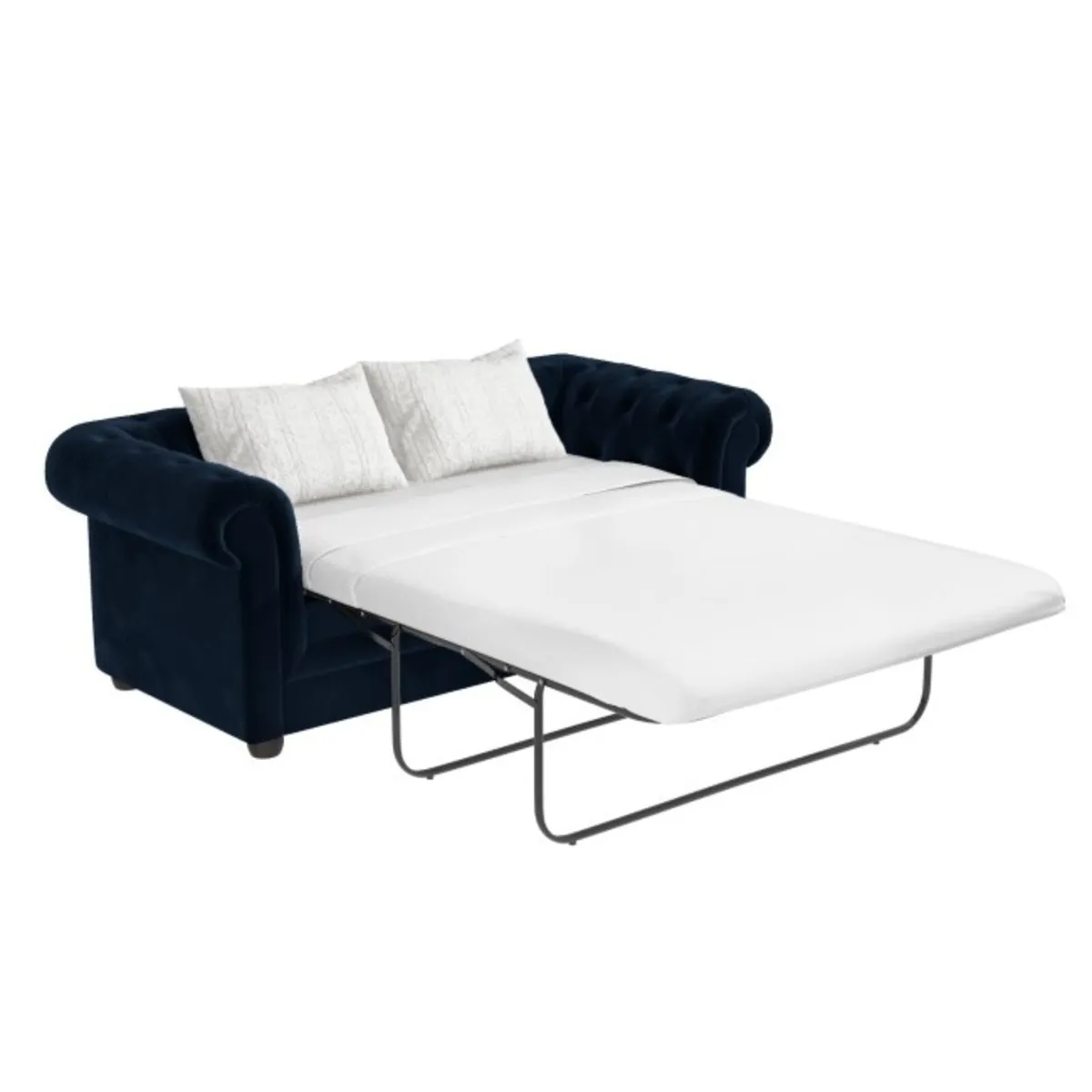 Navy Velvet Chesterfield Sofa Bed - 3 on Seats - Image 3
