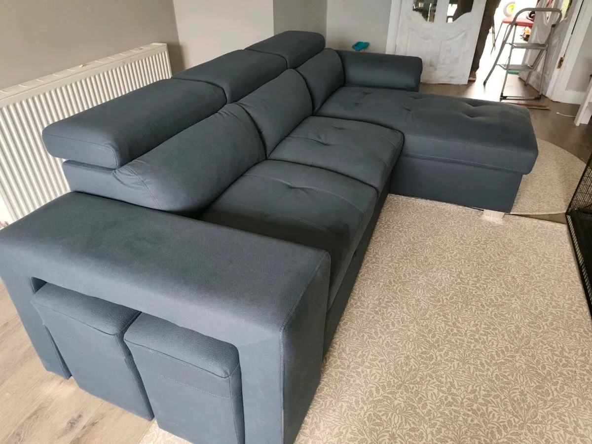 Corner sofa bed - blue - Image 3