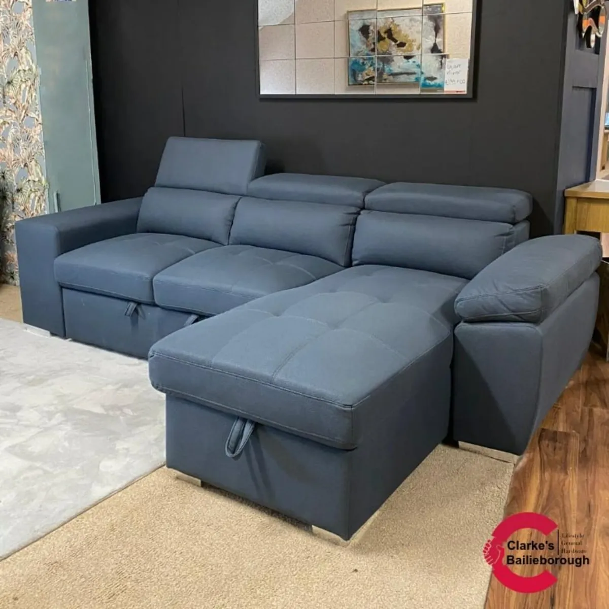 Corner sofa bed - blue - Image 1