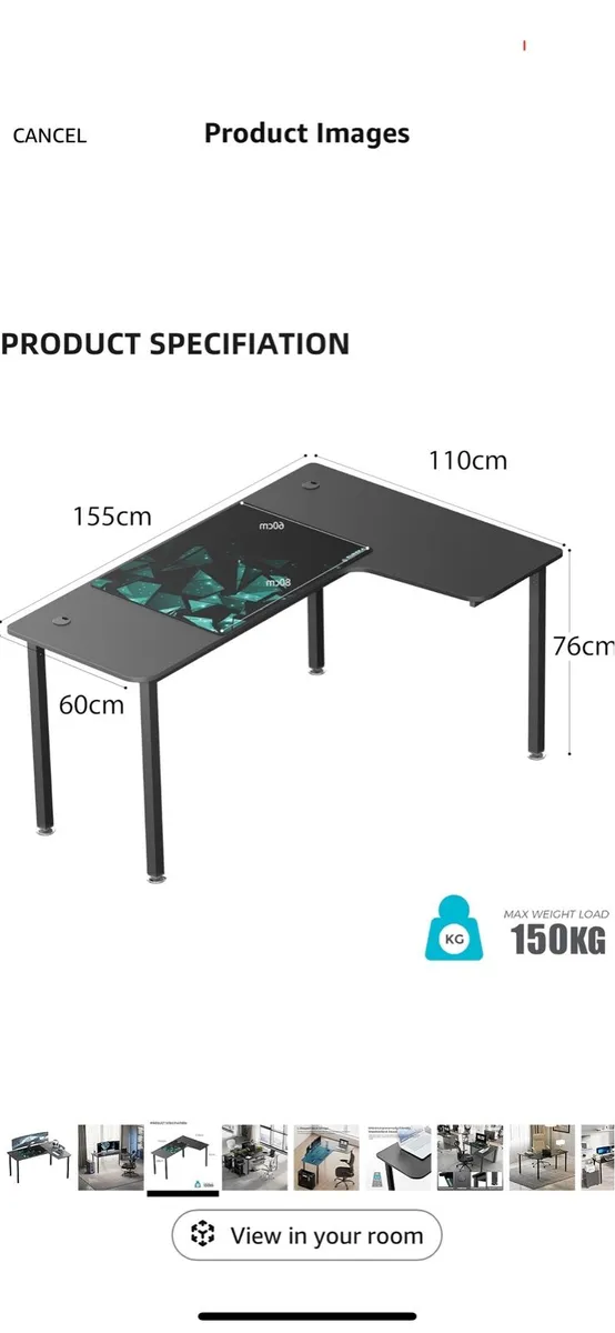 R shaped Gaming desk - Image 3