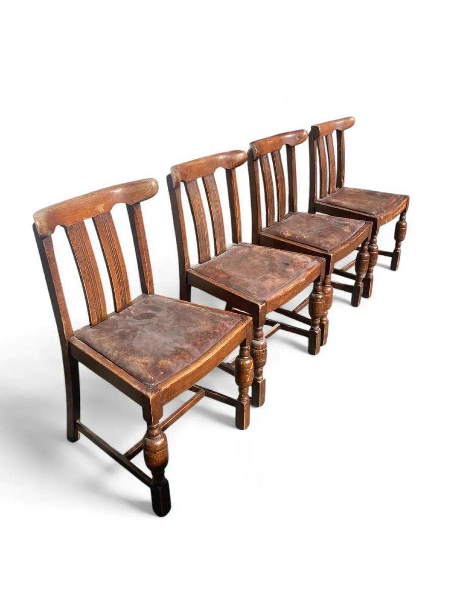 Chairs x 4 - Vintage - Oak - Image 4