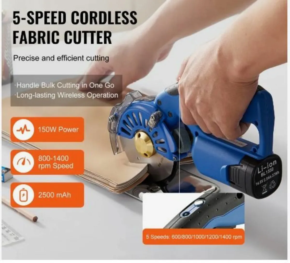 Fabric Cutter 5-Speed Cordless Electric - Image 3