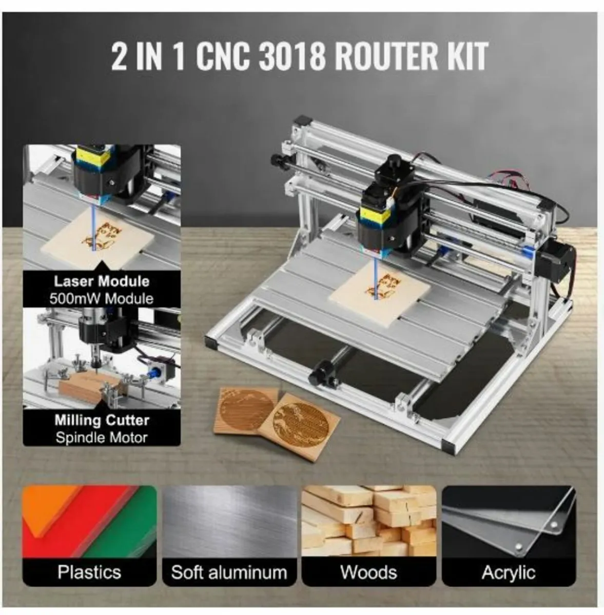 Cnc 3018 Router Kit With Laser Engraver 500mw - Image 2