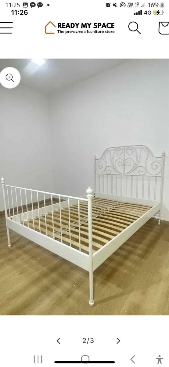 White double 4,6 ft bed frame - Image 1