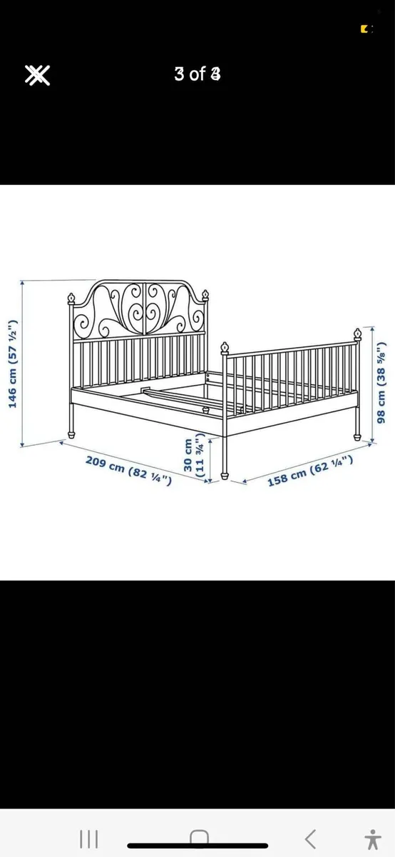 White double 4,6 ft bed frame - Image 2