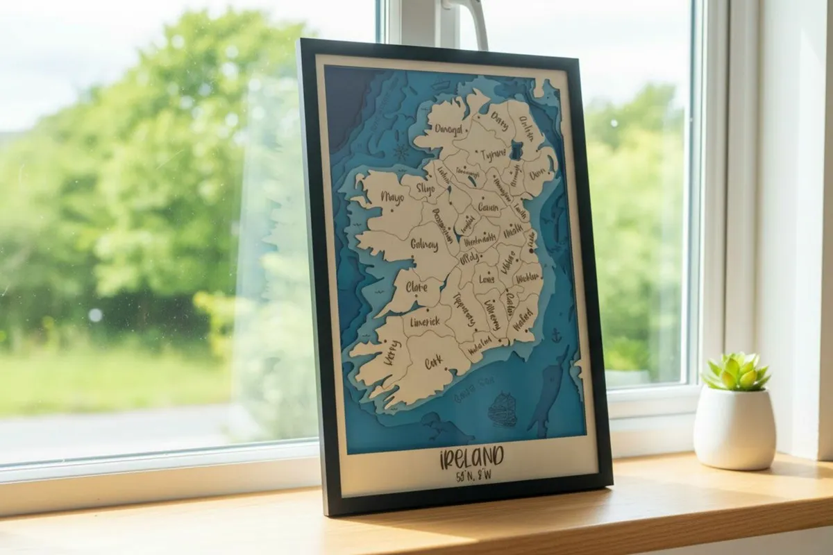Handmade 3D Wooden Map of Ireland - Image 2