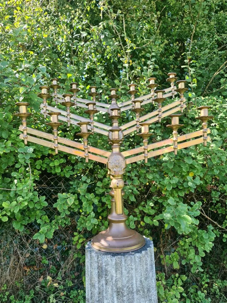 19th century brass adjustable six arm candleabra - Image 1