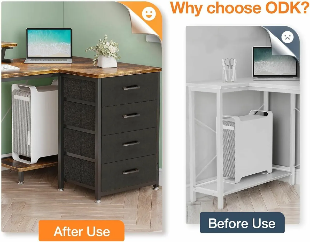 Corner Office Desk Drawer 140x80cm Power Outlet - Image 2