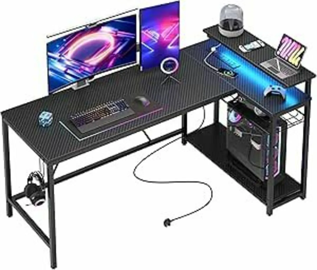 147CM L-Shaped Gaming Office Desk Power Outlets - Image 2