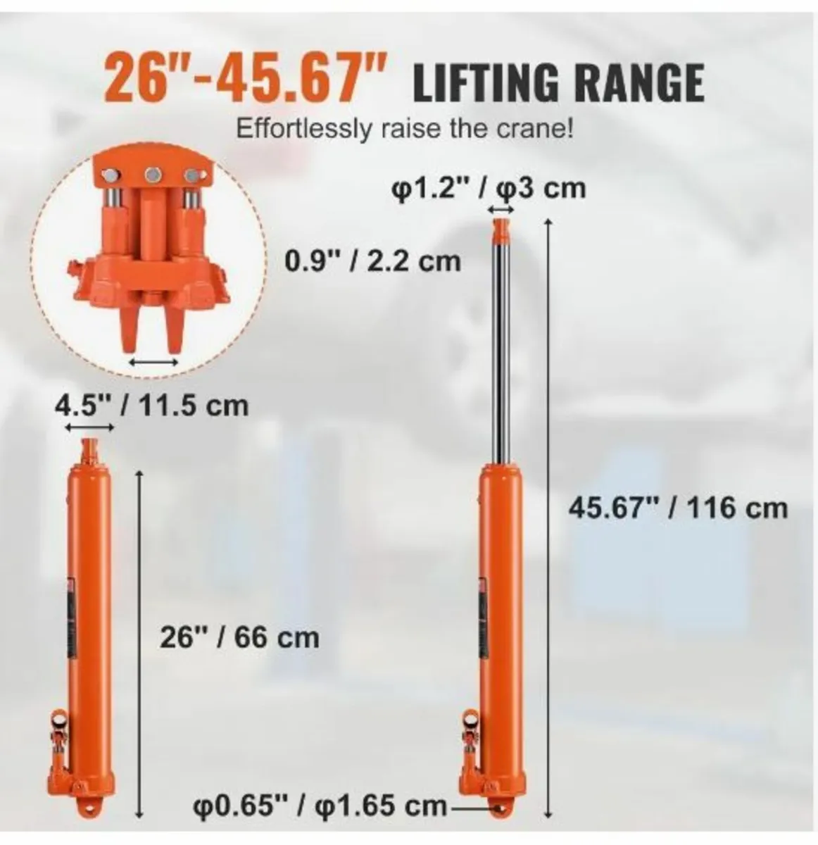 Hydraulic Long Ram Jack, 8 Ton Engine - Image 2
