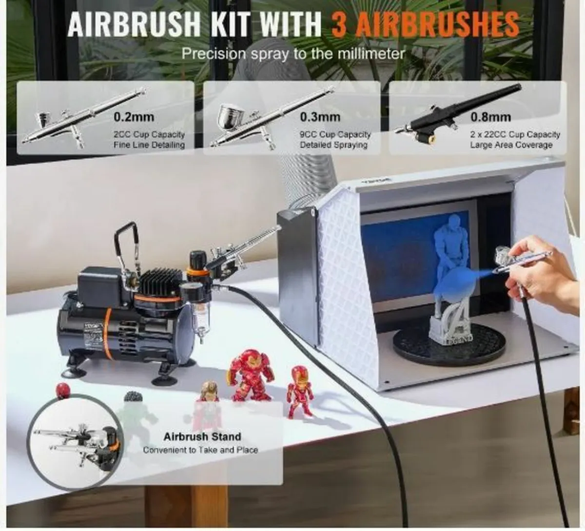 Airbrush Kit Dual Fan Air Compressor - Image 2