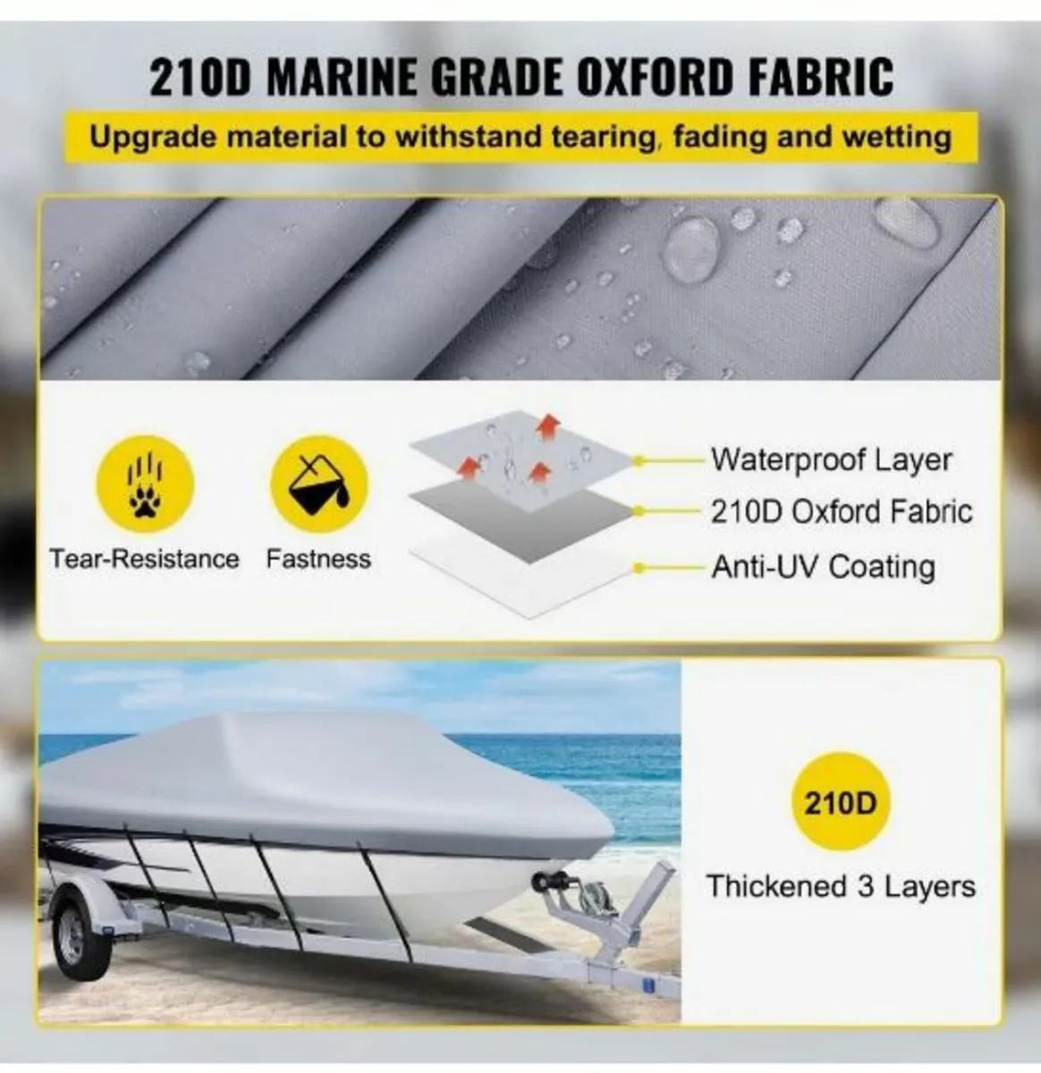 Waterproof Boat Cover  609.6 cm-670.6 cm - Image 4