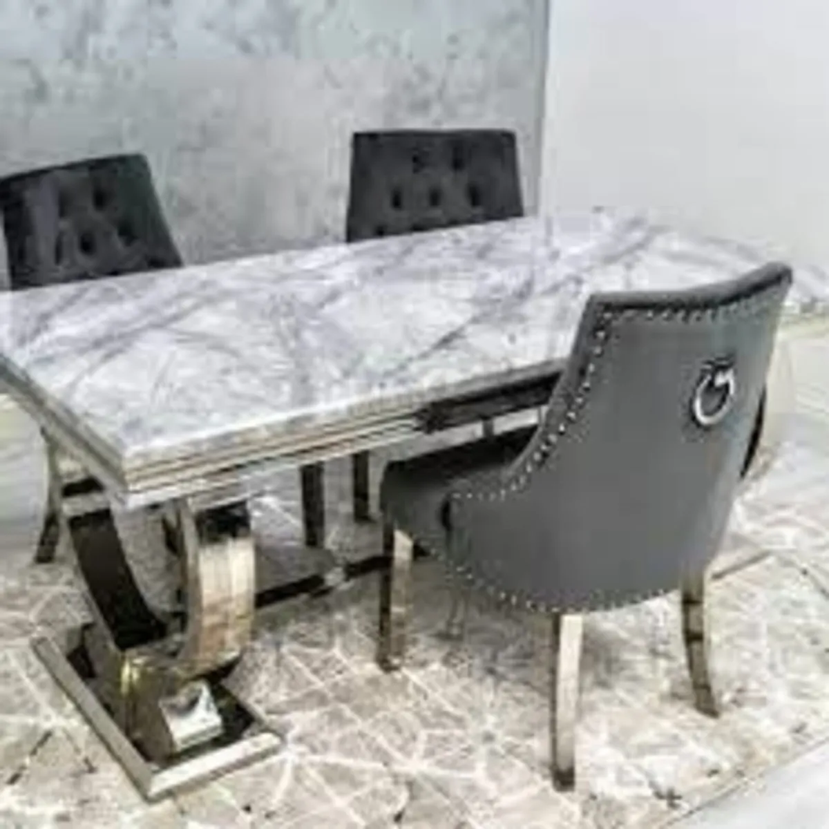 Luxury Arriana Dining Table Light Grey Marble