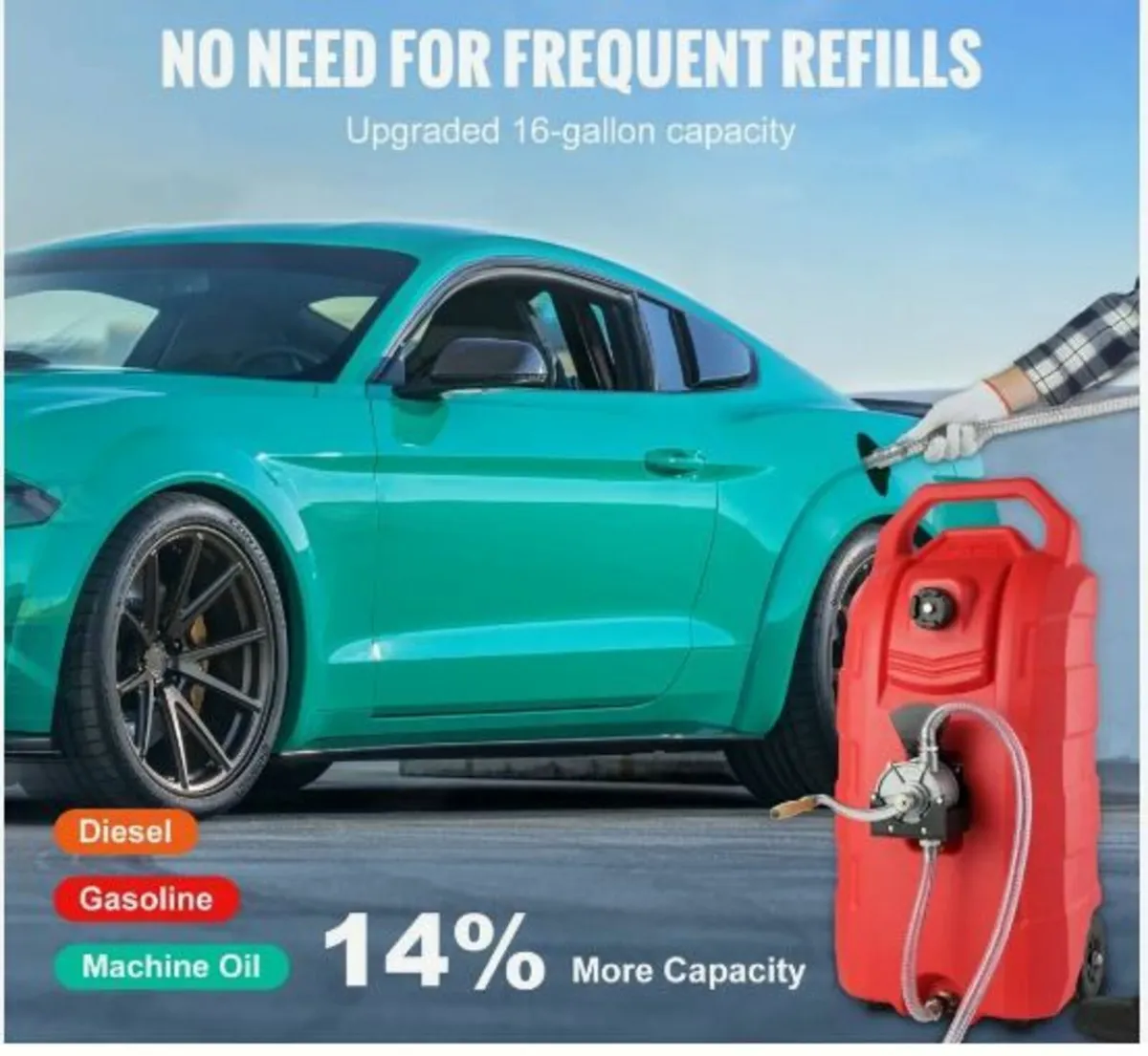 16 Gallon Fuel Caddy, 7.8 L/min, Portable Gas Stor - Image 2