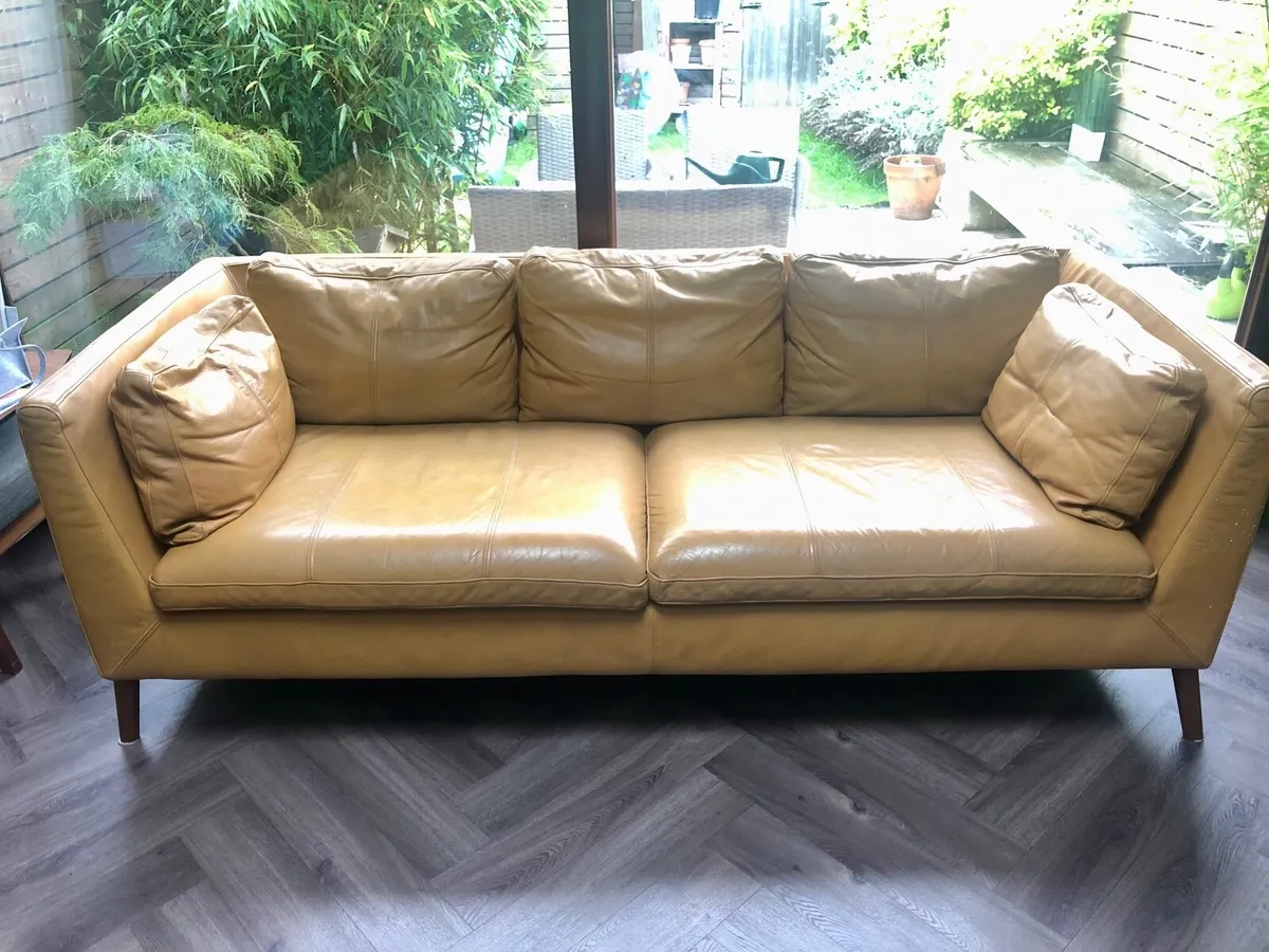 IKEA Stockholm tan leather 3 seater sofa - Image 2