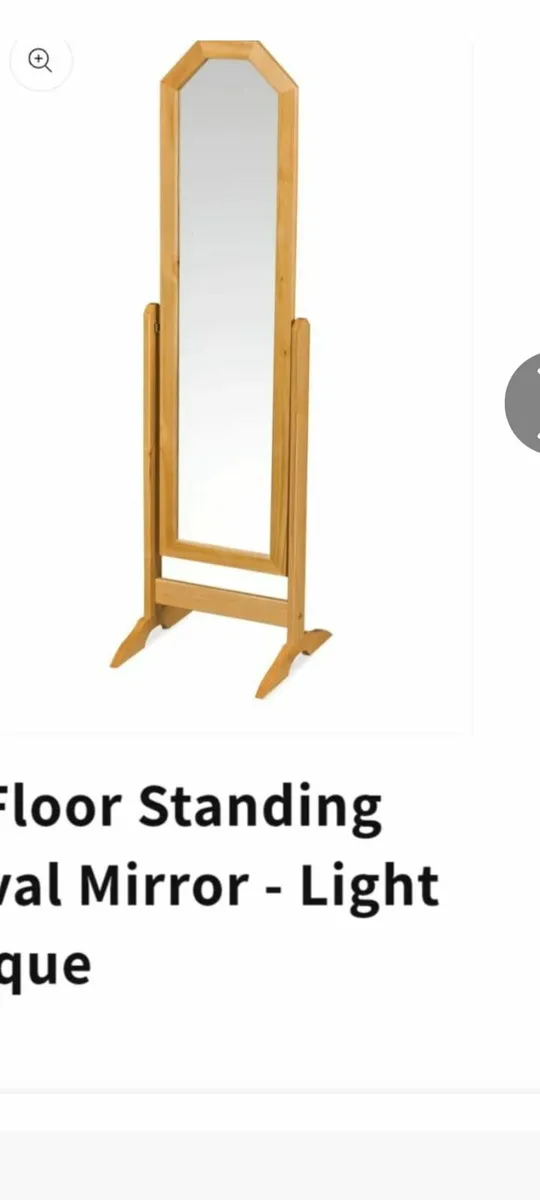 Tall solid wood tilt mirror on stand - Image 1