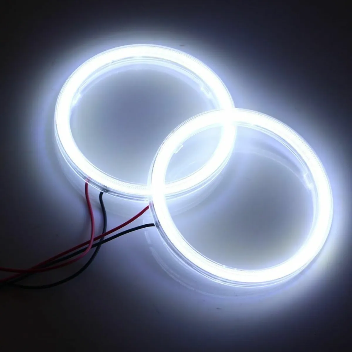 2 Pcs White 80MM Car Angel Eyes Halo Rings COB Lig - Image 1