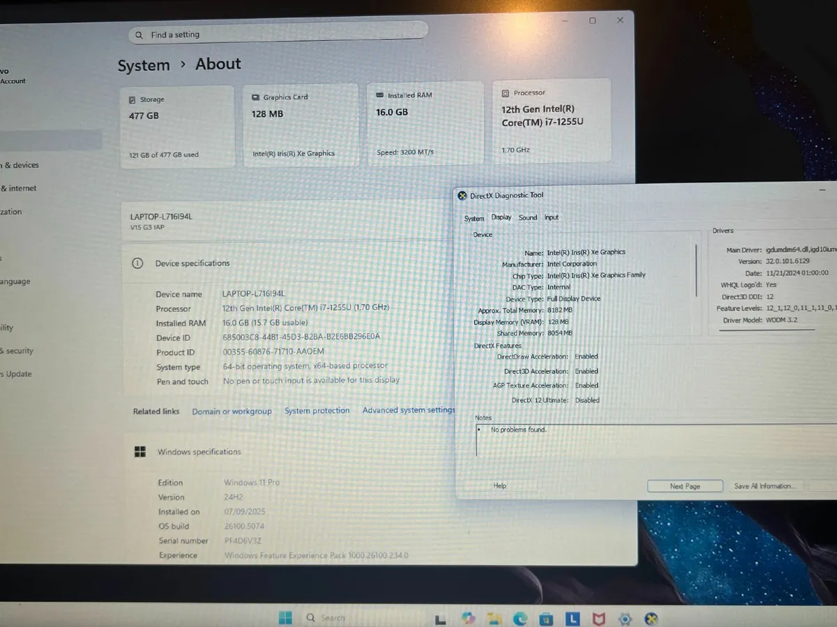 Lenovo 15.6 i7-1255U 16GB RAM 512GB SSD Intel Iris - Image 2