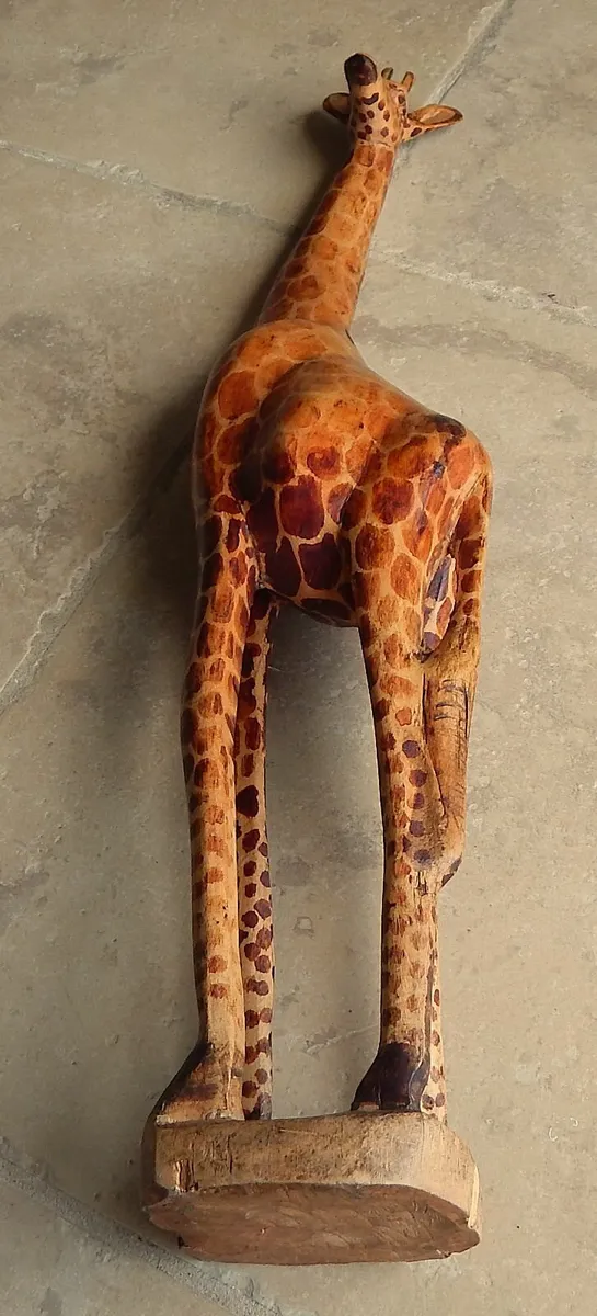Large Vintage Hand Carved Wooden Figurine - Image 4