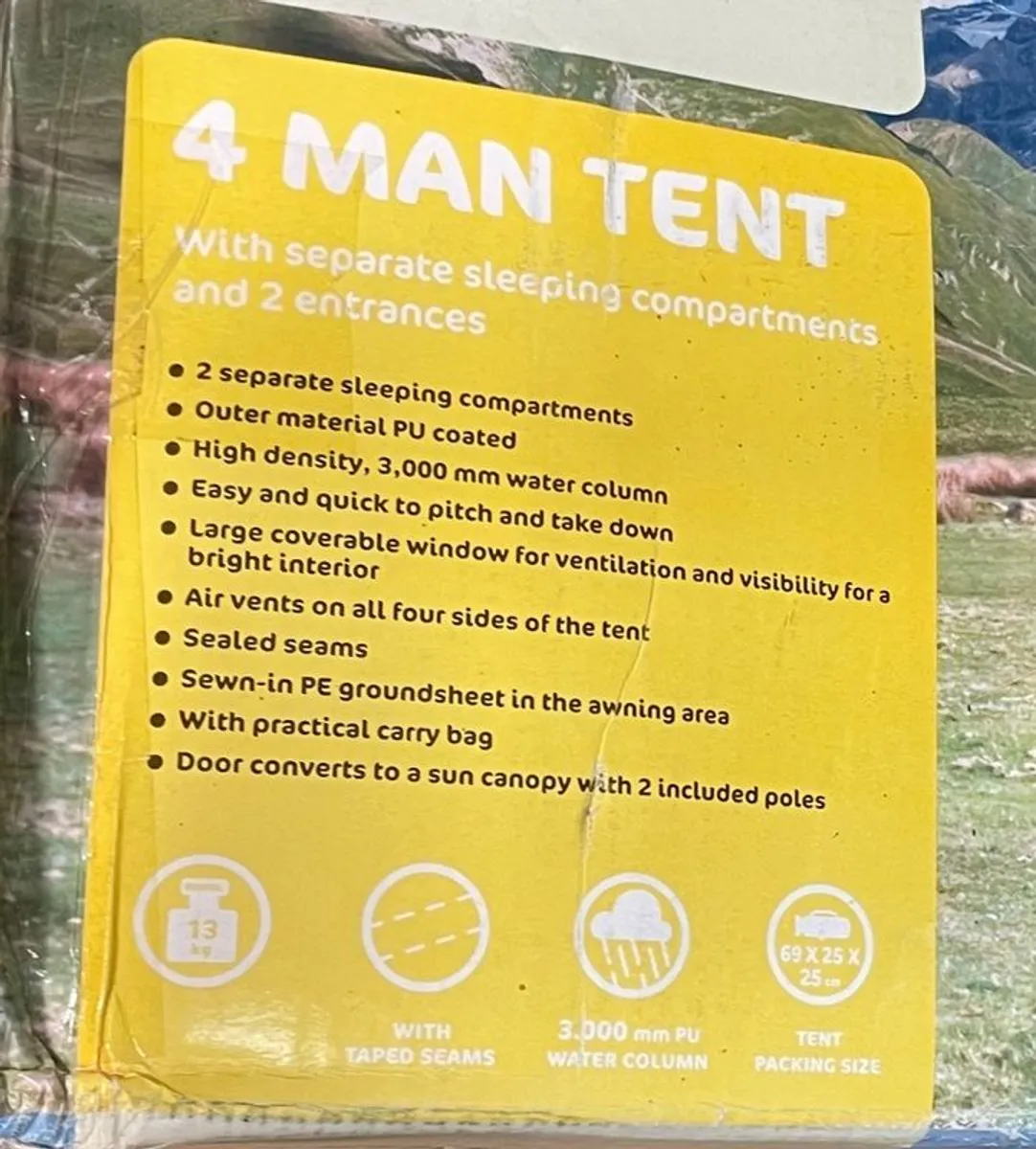 4 Man Tent, 2 separate compartments, 2 entrances - Image 3