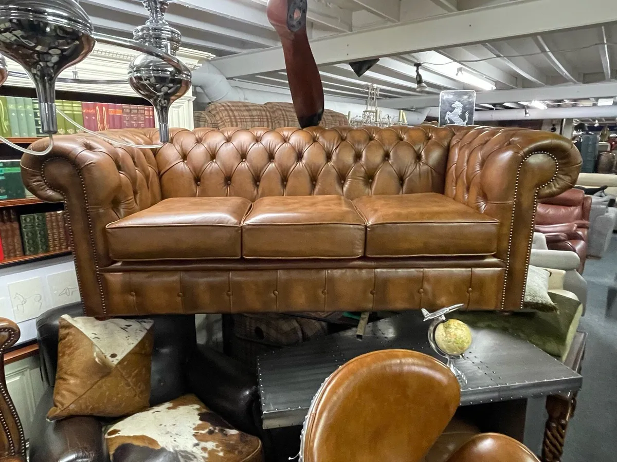 new chesterfield tan leather sofa - Image 2