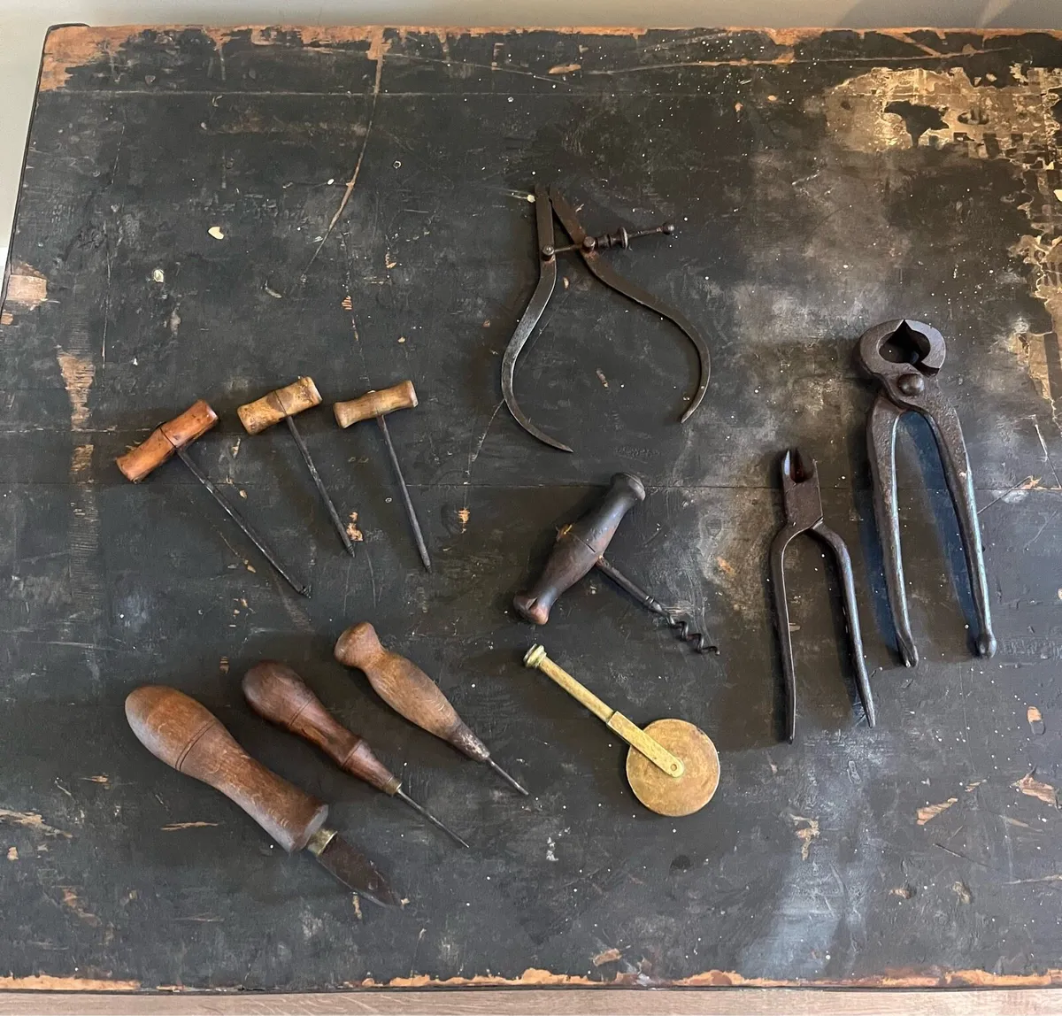 Antique Leather Saddler Tools - Image 1