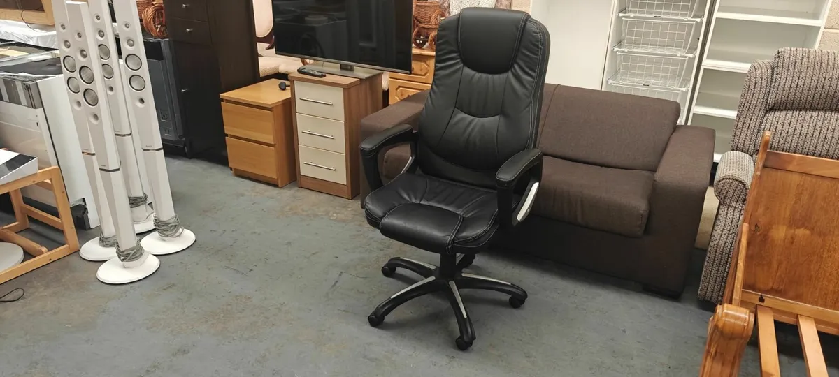 Black Leather Computer Chair - Image 1