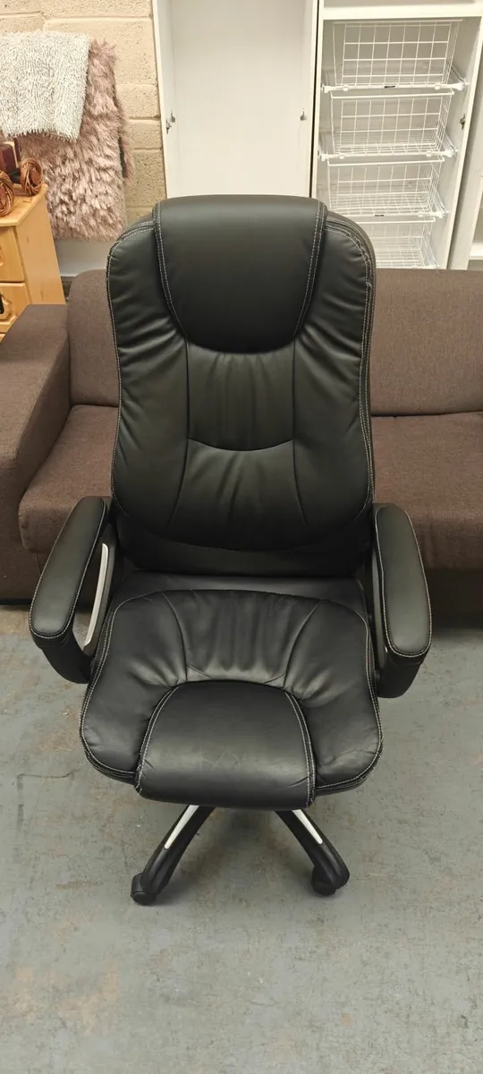 Black Leather Computer Chair - Image 2