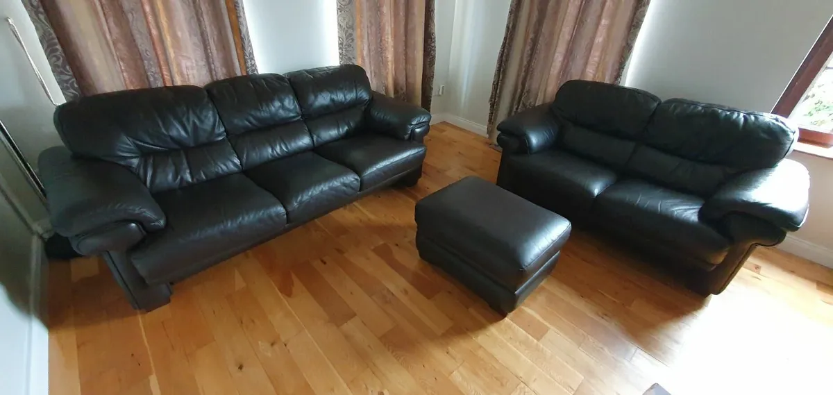 3 piece genuine leather suite - Image 1