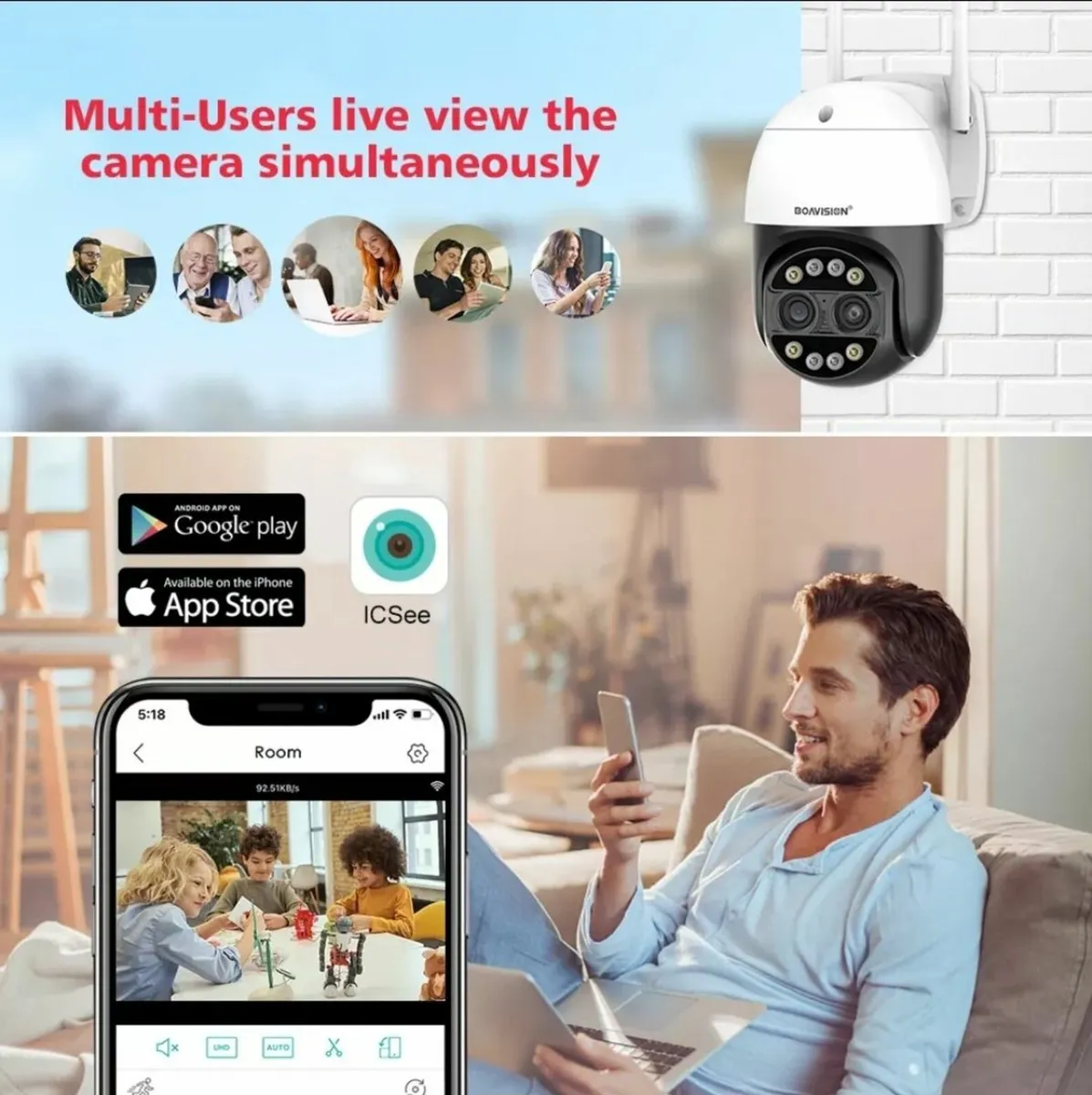 8MP Dual Lens Camera Calving CCTV Home Cam - Image 3