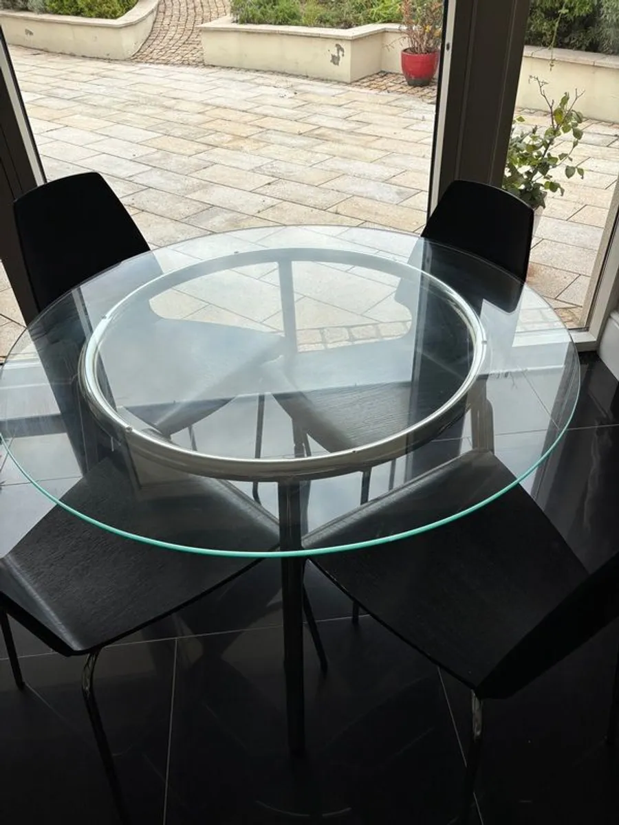 Ikea Glass Table & 4 Chairs - Image 1