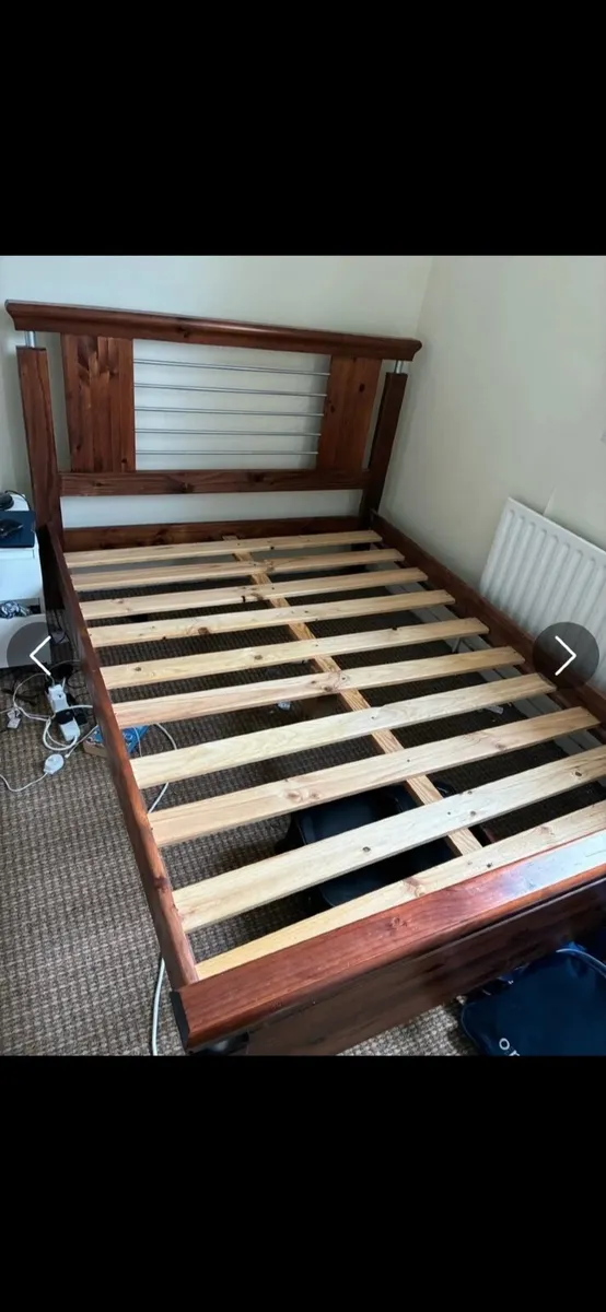 Solid Wood Double Bed frame and Mattress - Image 2