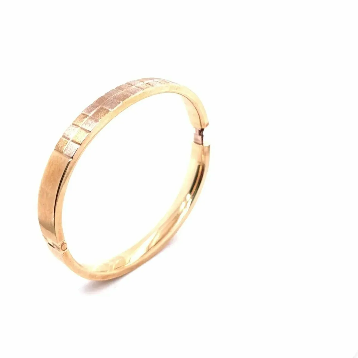 Vintage 9k Yellow Gold Bangle with Textured Panel - Image 3