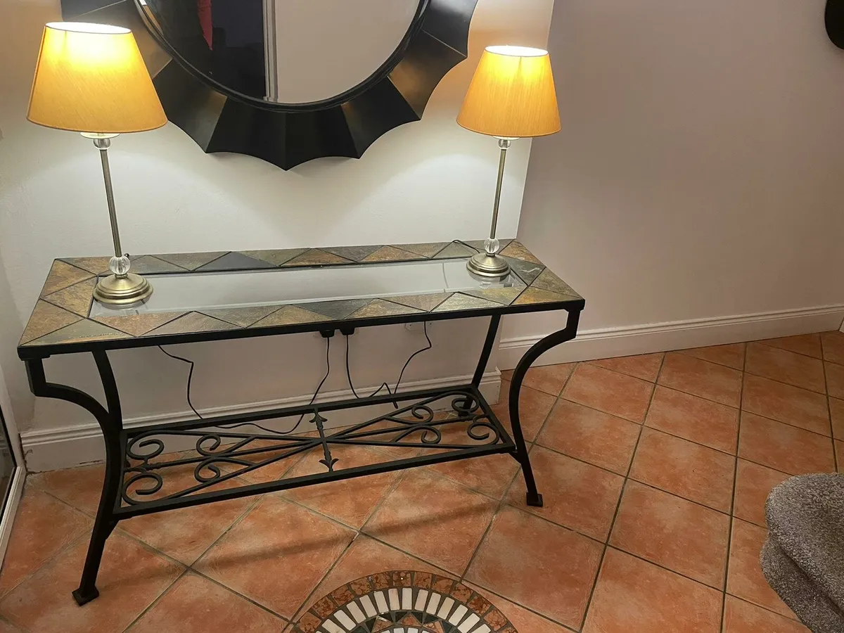 Hall Table - glass & slate top - Image 1