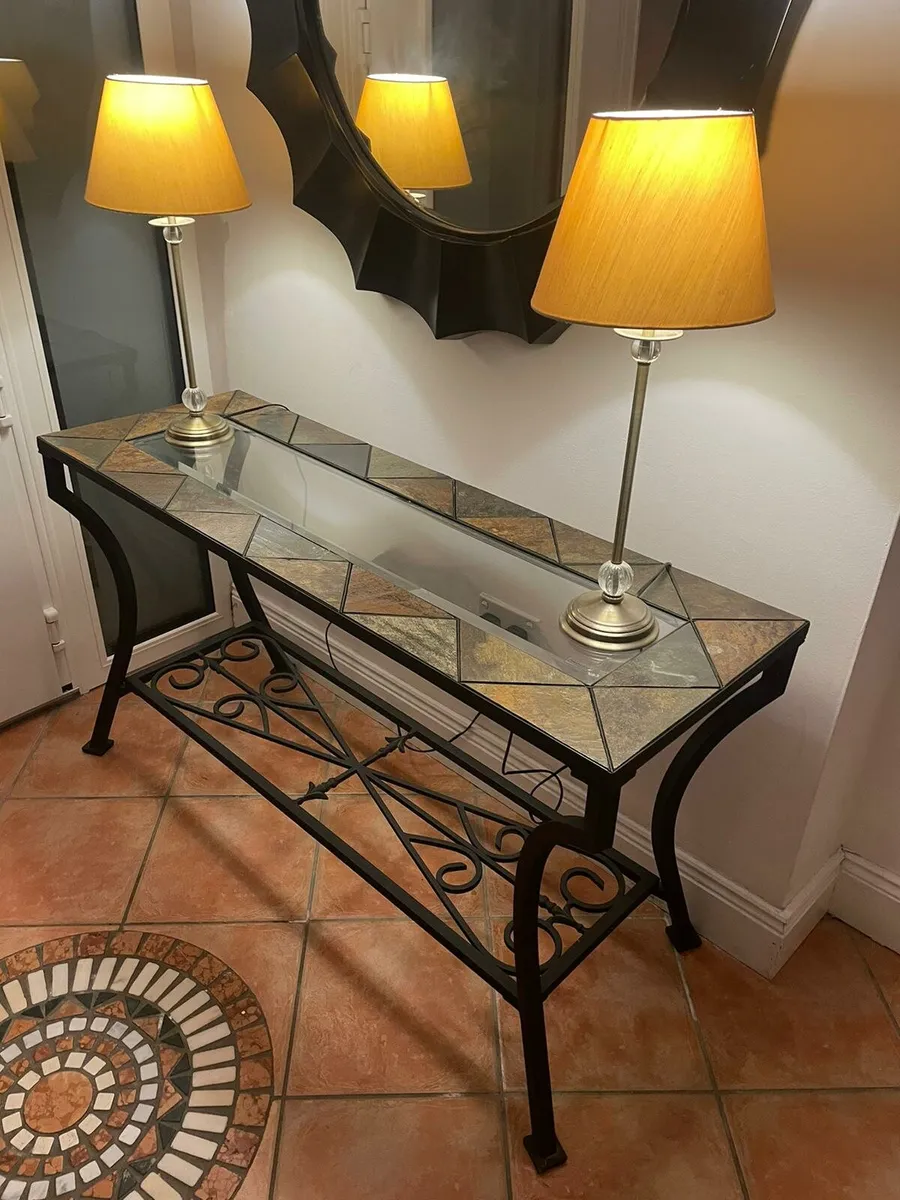 Hall Table - glass & slate top - Image 2