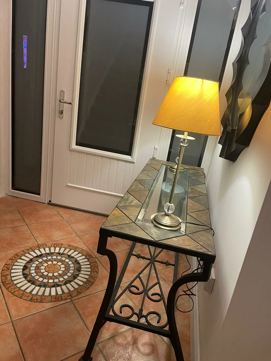 Hall Table - glass & slate top - Image 3