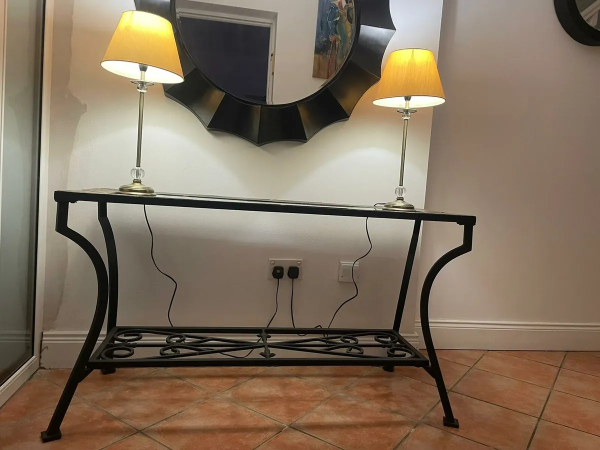 Hall Table - glass & slate top - Image 4