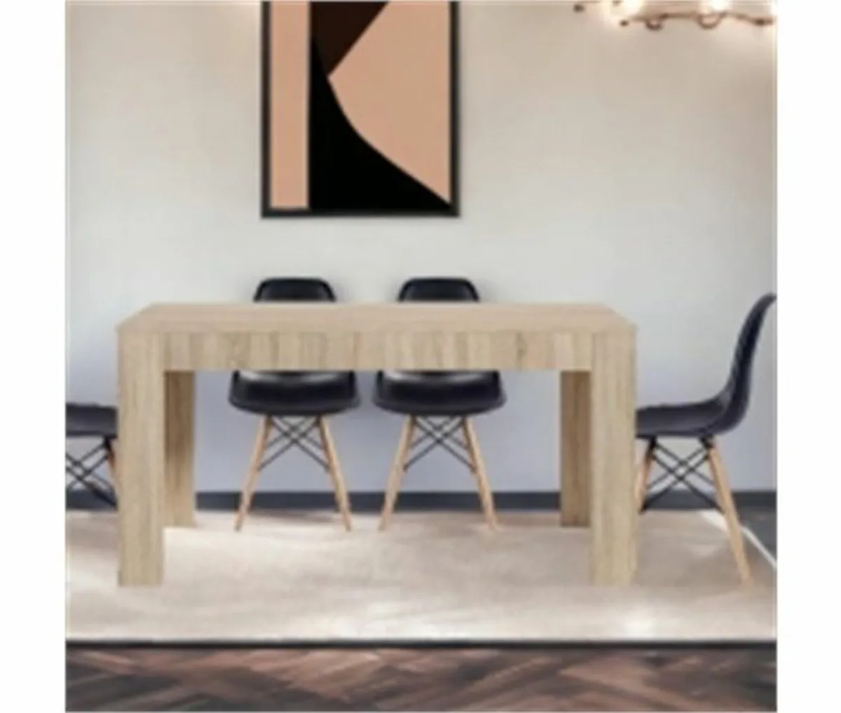 6 Seater Wooden Dining Table Set Nordic Style Oak - Image 2
