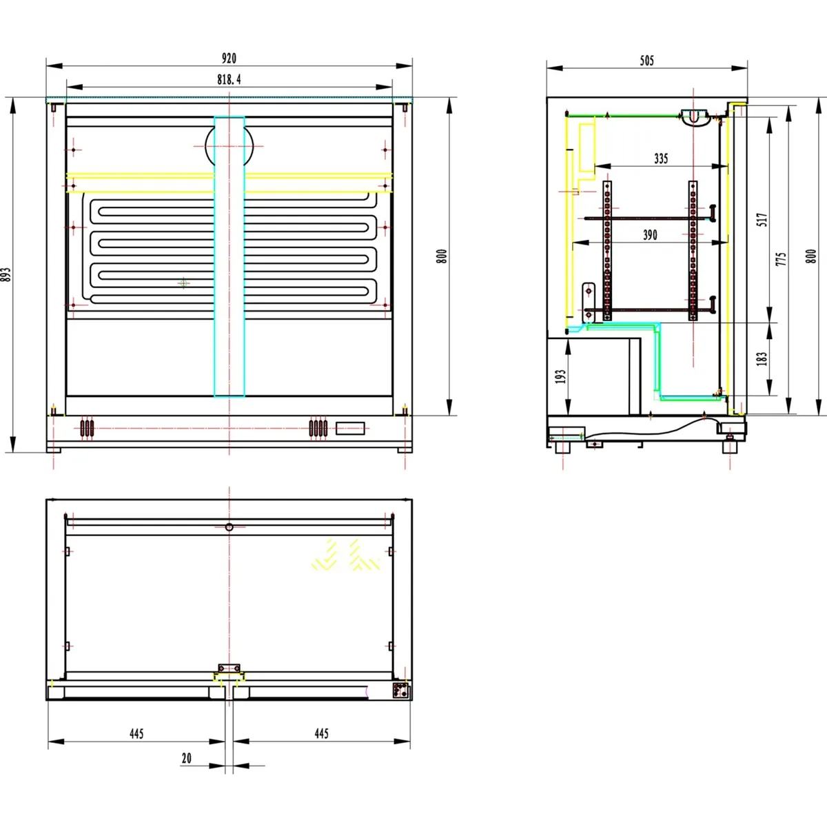 Back bar cooler 2 sliding doors 220 litres Black | - Image 2
