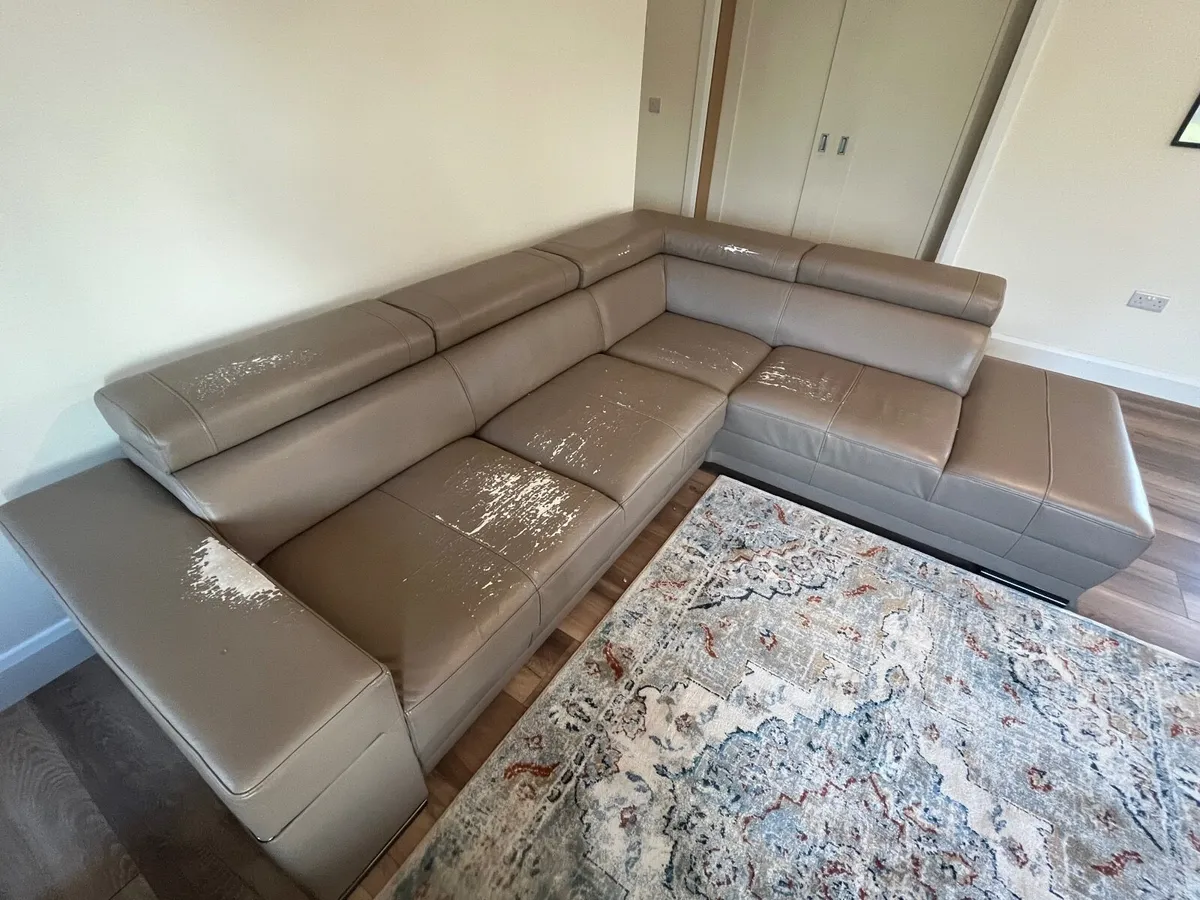 Leather Corner Couch & Footstool - Image 3