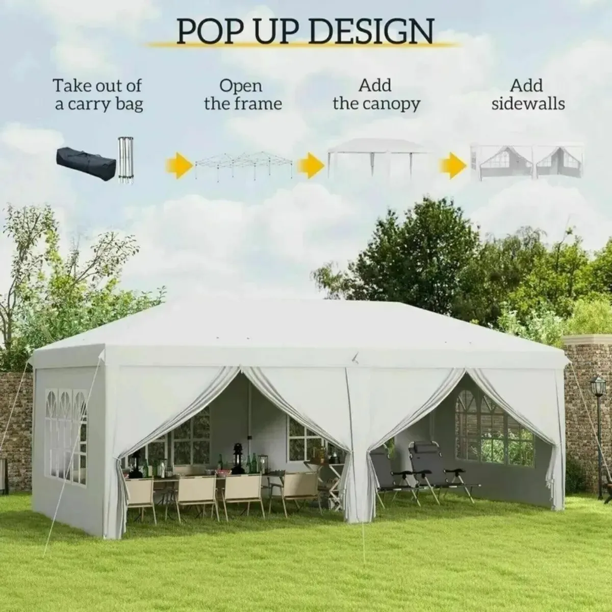 Pop UP Gazebo 3m x 6m  Waterproof with Sidewalls - Image 4