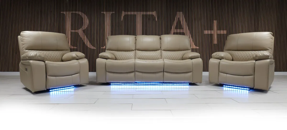 Rita 3+1 Electric Leather Recliner With LED Light - Image 1