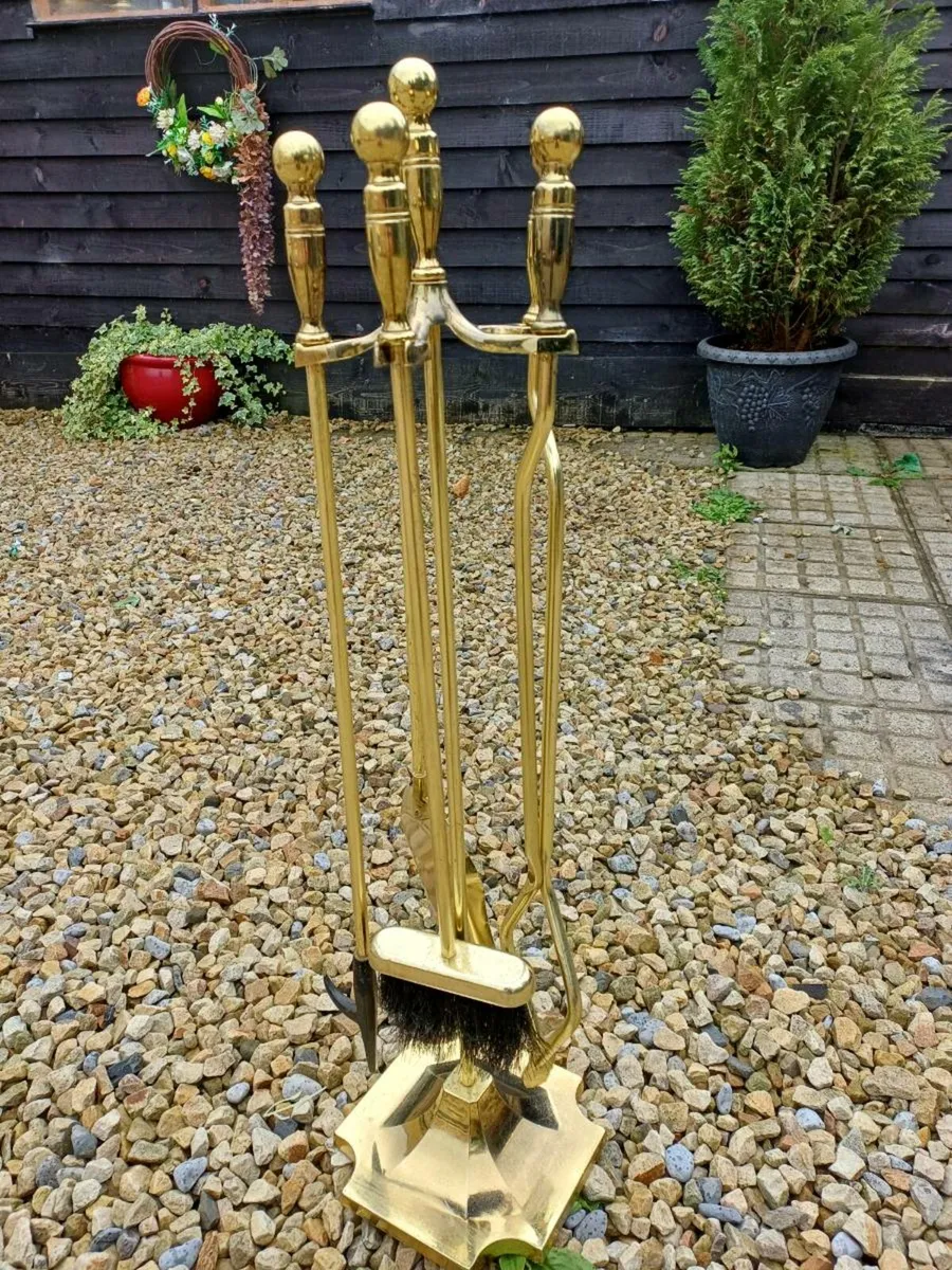 Vintage Brass Fireside Set - Image 1