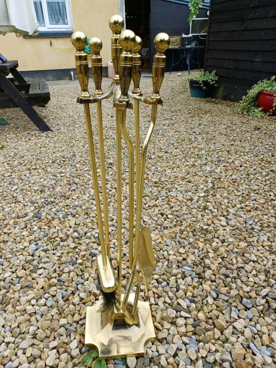 Vintage Brass Fireside Set - Image 2