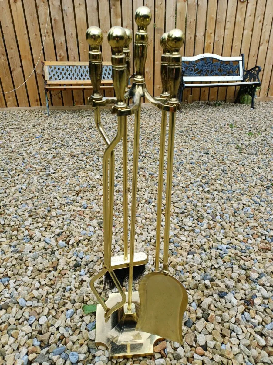 Vintage Brass Fireside Set - Image 3
