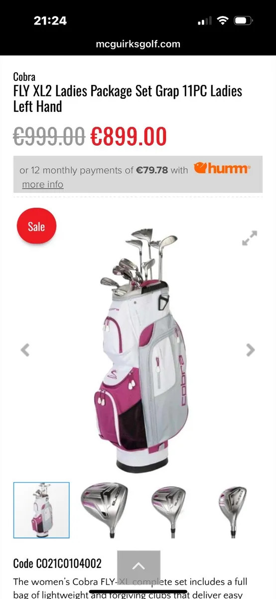 Ladies Cobra Fly XL Left Handed Golf Clubs