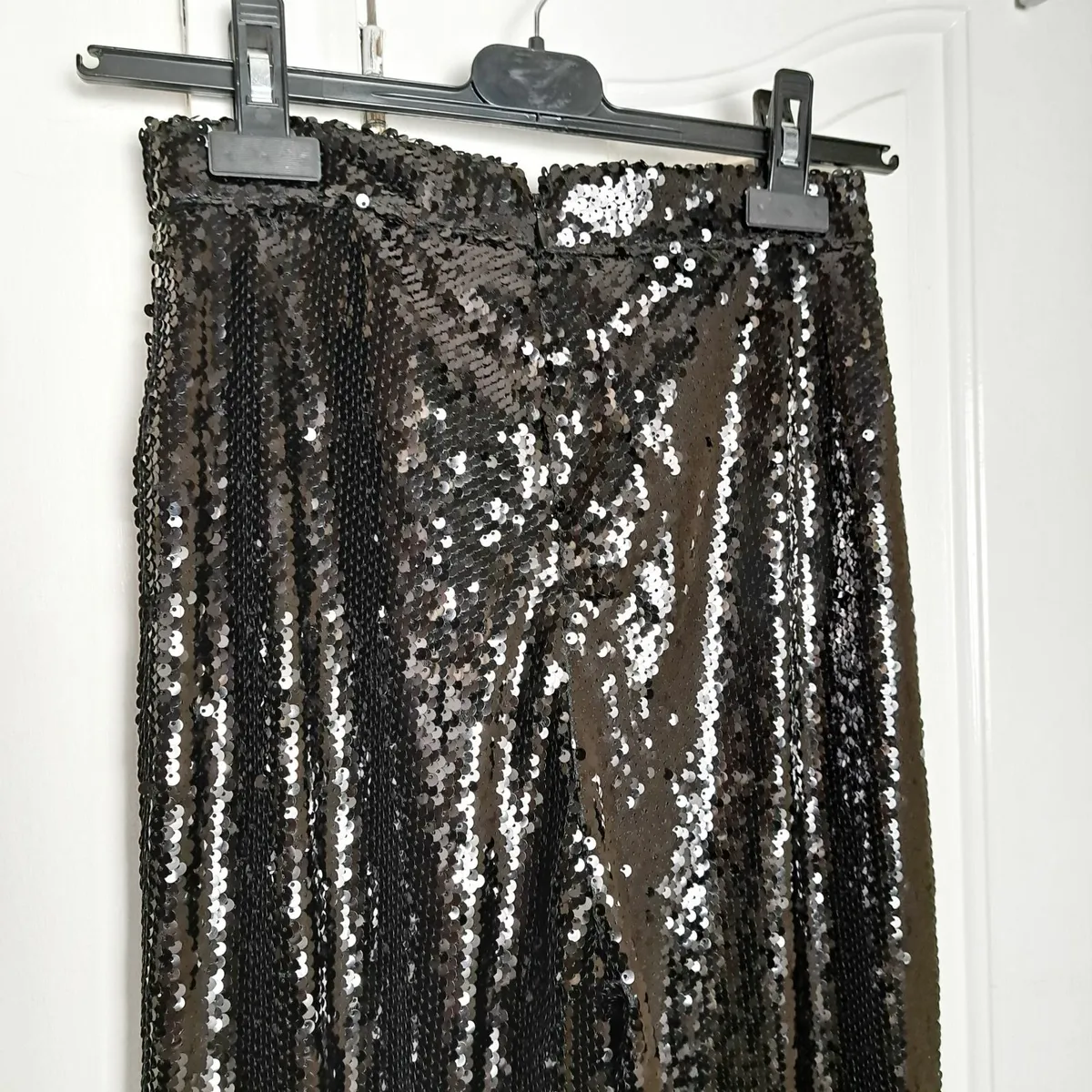 In The Style Black Sequin Wide Leg Trousers 6UK - Image 3