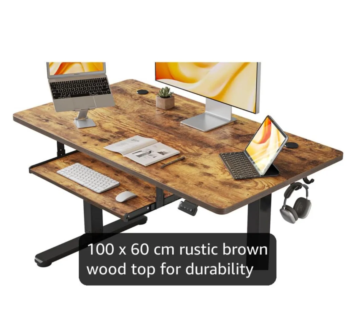 Height Adjustable Electric Standing Desk with Keyb - Image 3